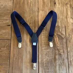 Dillard’s Little Boys Navy Blue Suspenders with Silver Clips